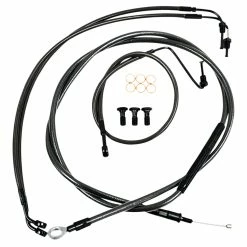 LA Choppers Handlebar Cable And Brake Line Midnight Stainless Kit 12"-14" Apes