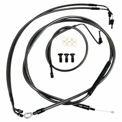 LA Choppers Handlebar Cable And Brake Line Midnight Stainless Kit 15"-17" Apes