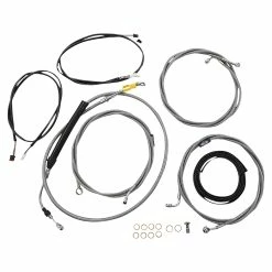 LA Choppers Plug And Play Handlebar Cable Brake Line And Wire Kit Stock Stainless Steel
