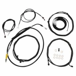 LA Choppers Plug And Play Handlebar Cable Brake Line And Wire Kit Stock Black Vinyl