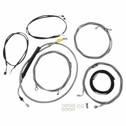 LA Choppers Plug And Play Handlebar Cable Brake Line And Wire Kit 12"-14" Apes Stainless Steel