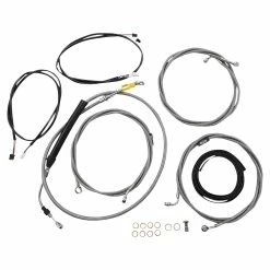 LA Choppers Plug And Play Handlebar Cable Brake Line And Wire Kit 15"-17" Apes Stainless Steel