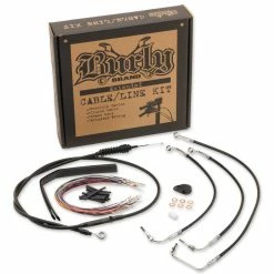 Burly Brand Black 15" Ape Hanger Cable/Brake/Wiring Kit For Models With ABS