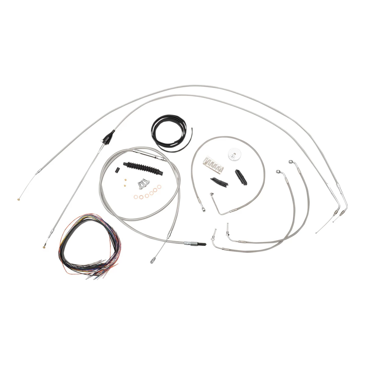 LA Choppers Stainless Complete Cable/Line/Wiring Handlebar Kit For 12"-14" Bars On Models Without ABS