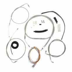 LA Choppers Stainless Complete Cable/Line/Wiring Handlebar Kit For 15"-17" Bars On Models Without ABS