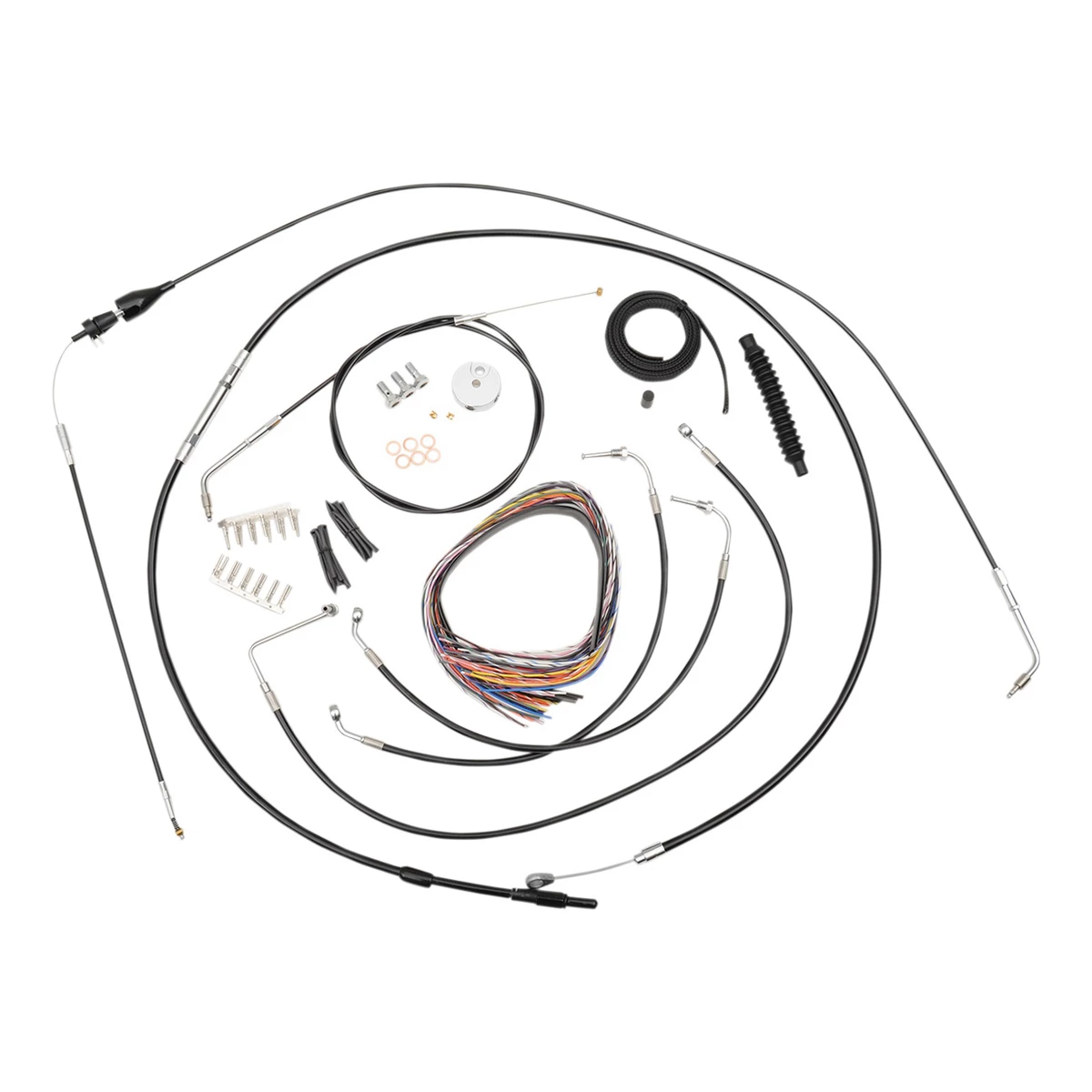 LA Choppers Black Complete Cable/Line/Wiring Handlebar Kit For 15"-17" Bars On Models Without ABS