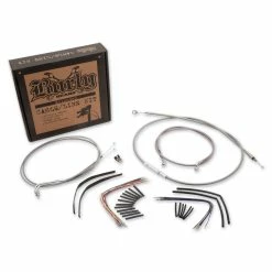Burly Brand Braided Stainless 16" Ape Hanger Cable/Brake/Wiring Kit For Models W/o ABS Without Cruise