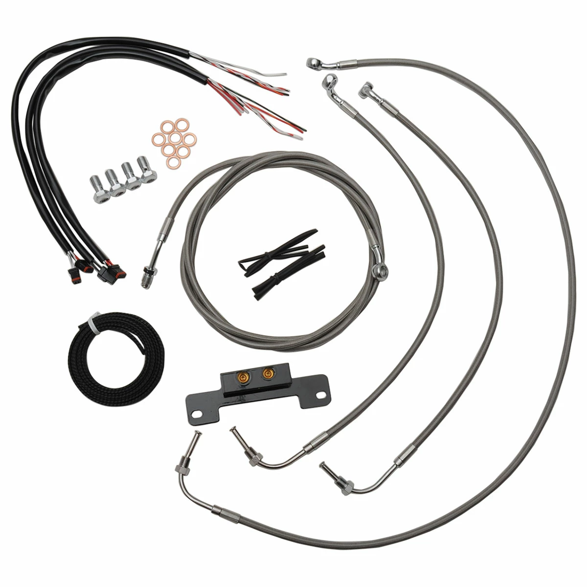 LA Choppers Standard Midnight Cable/Brake Line Kit For Mini Ape Bars On Models Without ABS