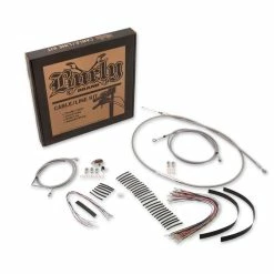 Burly Brand Braided Stainless 13" Ape Hanger Cable/Brake/Wiring Kit For Models With ABS