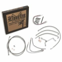 Burly Brand Braided Stainless 14" Ape Hanger Cable/Brake/Wiring Kit For Models With ABS