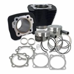 S&S Cycle Wrinkle Black 1250cc Conversion Kit With Flat Top Pistons
