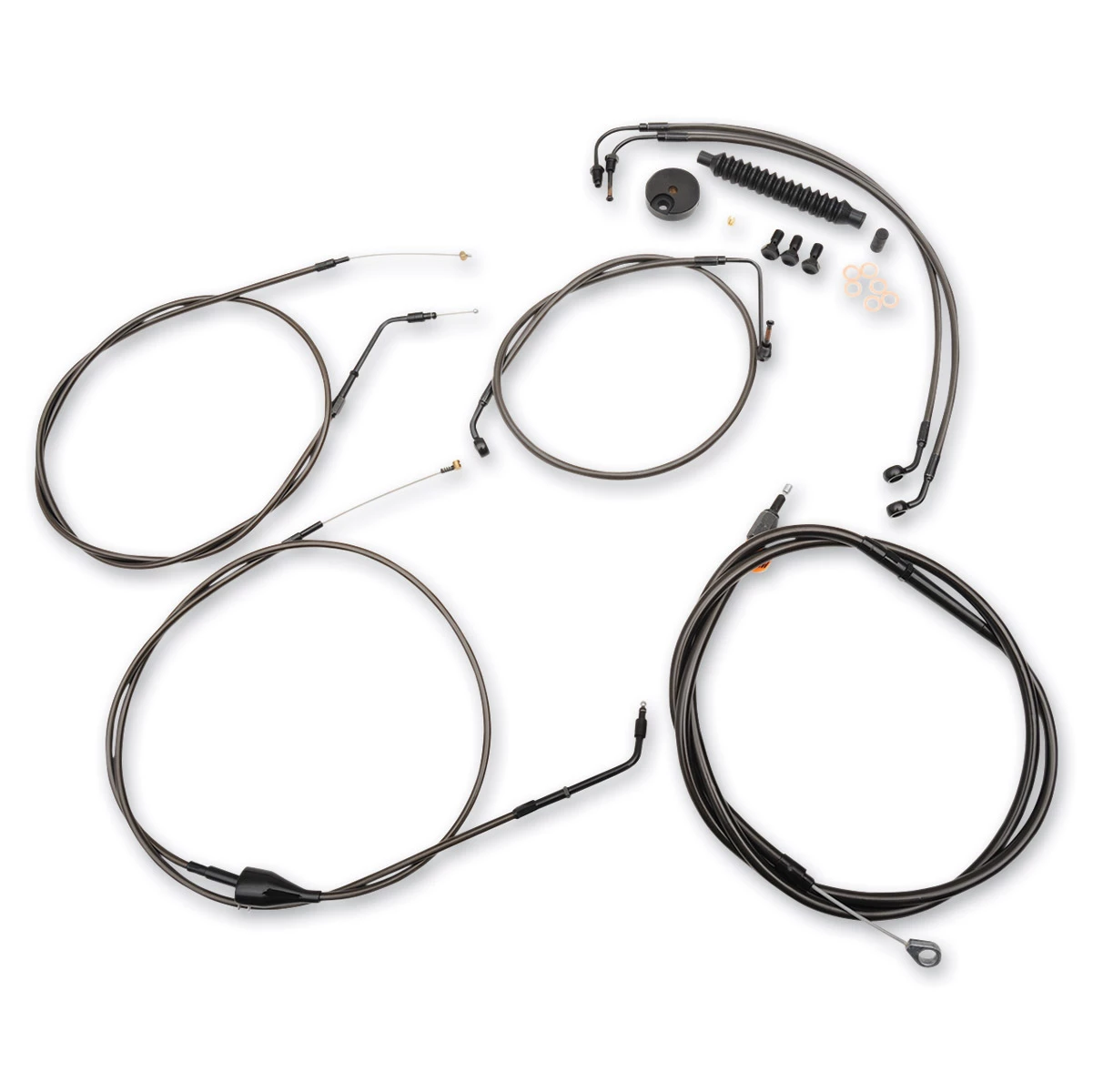 LA Choppers Standard Midnight Cable/Brake Line Kit For 15"-17" Bars On Models Without ABS