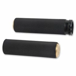 Arlen Ness Black Knurled Fusion Series Grips With Brass Ends
