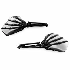 Kuryakyn Skeleton Hand Mirrors With Black Stems And Chrome Heads
