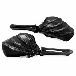 Kuryakyn Skeleton Hand Mirrors With Black Stems And Black Heads