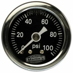 Marlins Genuine Accessories Marlin's Black 0-100 PSI Liquid-Filled Oil Pressure Gauge