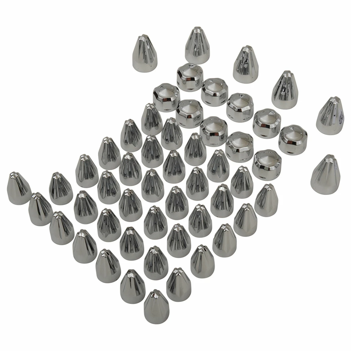 Ciro Chrome Fluted Spike Engine Bolt Cap Kit