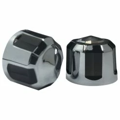 Ciro Chrome/Black Diamond Cut, Low Crown 1/4" Engine Bolt Caps