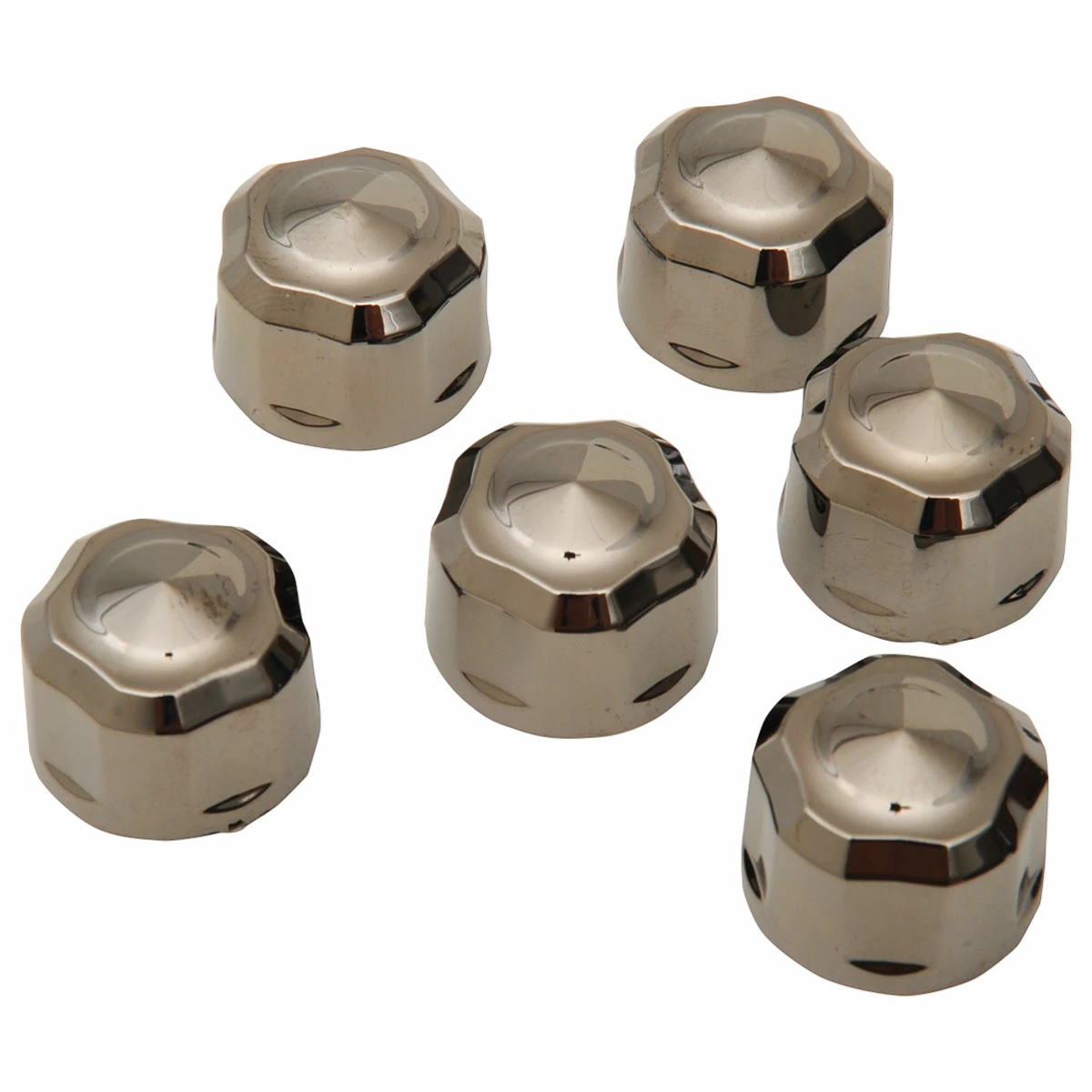 Ciro Black Chrome Diamond Cut, Low Crown 5/16" Engine Bolt Caps