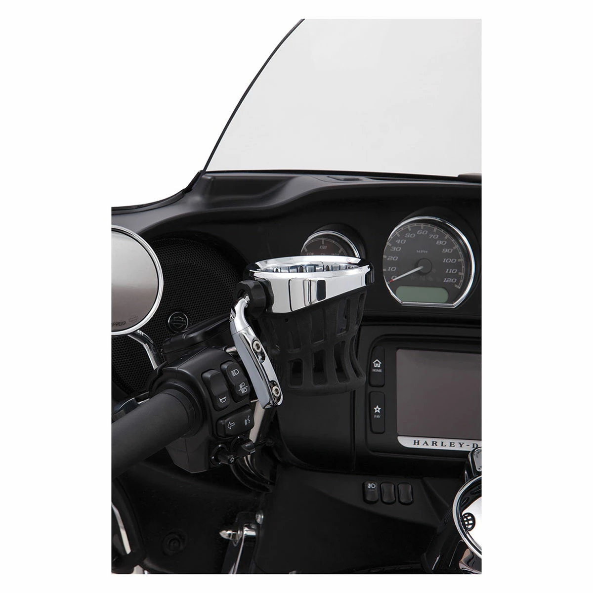 Ciro Chrome Drink Holder With 7/8"-1" Bar Mount - Image 2