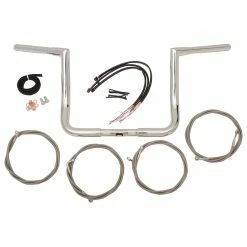 LA Choppers 1-1/4" Chrome Ape Hanger Stainless Braided Handlebar Kit