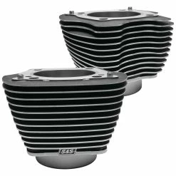 S&S Cycle 4.250" Big Bore Cylinders Wrinkle Black With Highlighted Fins