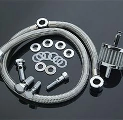 J&P Cycles Braided Hose Crankcase Breather Kit