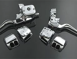 J&P Cycles Chrome Smooth-Contour Handlebar Control Kit Without Switches