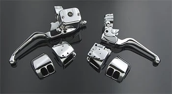 J&P Cycles Chrome Smooth-Contour Handlebar Control Kit Without Switches