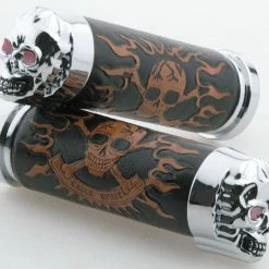 J&P Cycles Skull Grip Set With Red Eyes