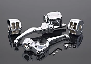 J&P Cycles Chrome 9/16" Handlebar Control Kit For Single Disc Models