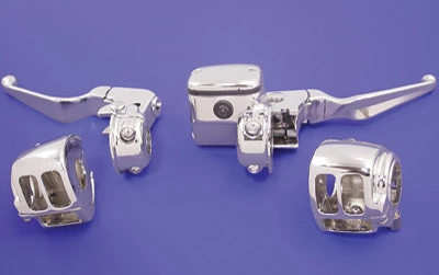 V-Twin Manufacturing Chrome 11/16" Handlebar Control Kit For Dual Disc Models