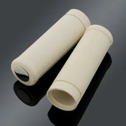 V-Twin Manufacturing Stock Style White Grip Set With Chrome Ends