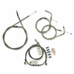 LA Choppers Standard Stainless Cable/Brake Line Kit For 12"-14" Bars On Models Without ABS
