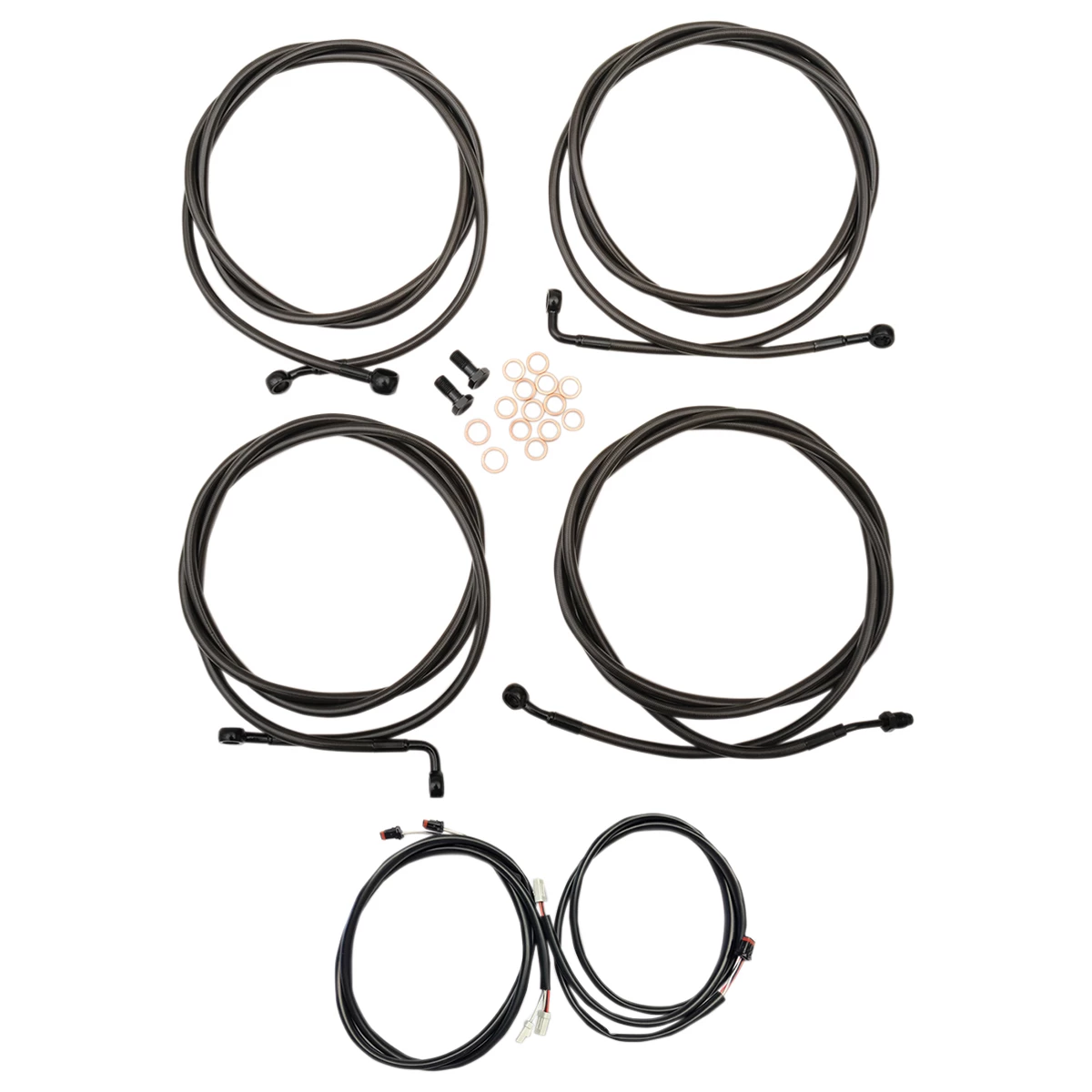 LA Choppers Complete Plug And Play Midnight Cable/Brake Line Kit With ABS