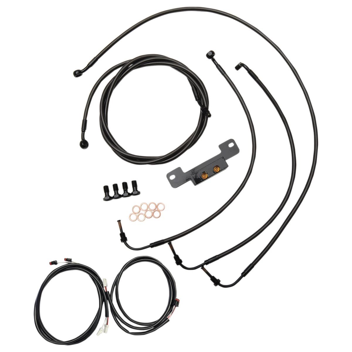 LA Choppers Complete Plug And Play Midnight Cable/Brake Line Kit Without ABS