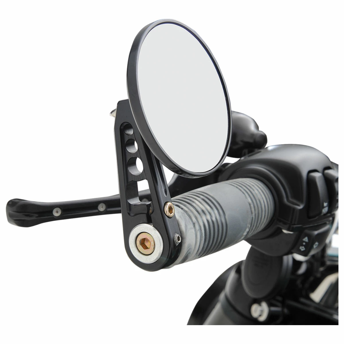 Joker Machine Black 3-1/4" Round Bar End Mirror With Straight Stem - Image 2