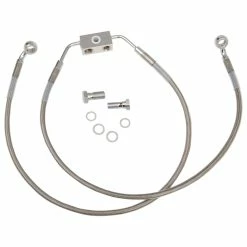 Drag Specialties +12" Extended Clear-Coated Stainless Steel Front Brake Line Kit