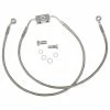 Drag Specialties +12" Extended Clear-Coated Stainless Steel Front Brake Line Kit For ABS