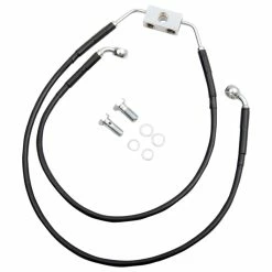 Drag Specialties +2" Extended Black Vinyl-Coated Front Brake Line Kit For ABS