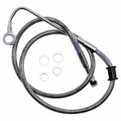 Drag Specialties +2" Extended Clear-Coated Stainless Steel Front Brake Line Kit For ABS