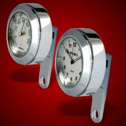 Marlins Genuine Accessories Marlin's Brushed Aluminum Clock And Thermometer Set