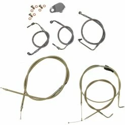 LA Choppers Polished Cable/Brake Line Kit For Beach Bars On Models With ABS