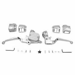 V-Twin Manufacturing Chrome 9/16" Handlebar Control Kit For Single Disc Models