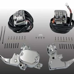 V-Twin Manufacturing Chrome Handlebar Control Kit For Dual Disc Models