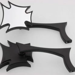 J&P Cycles Black Wild Maltese Cross Mirror Set With Radical Elbow Stem