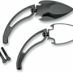 J&P Cycles Black Powder-Coat Spade Mirrors