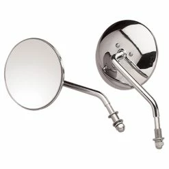 J&P Cycles Late-Style Chrome 4" Round Mirrors With Short Stem