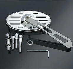 J&P Cycles Chrome Grooved Oval Mirror With Air Glide Stem