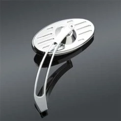 J&P Cycles Chrome Grooved Oval Mirror With Curved Stem